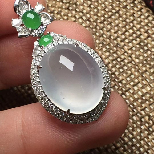 冰種翡翠蛋面-豪鑲